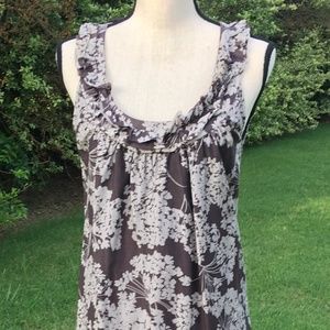 Lilla P sleveless floral ruffle sheath dress S